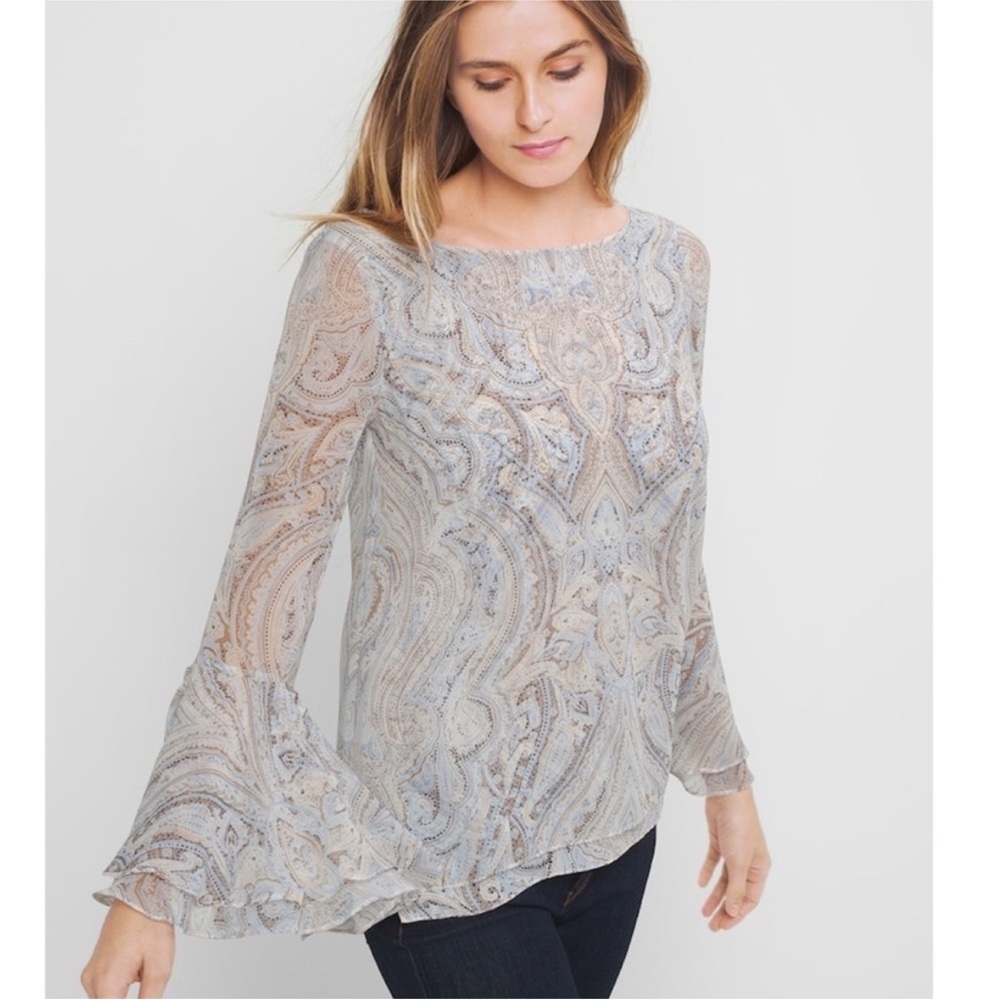 White House Black Market Lace Blouse - Gray and Cream. NOWT